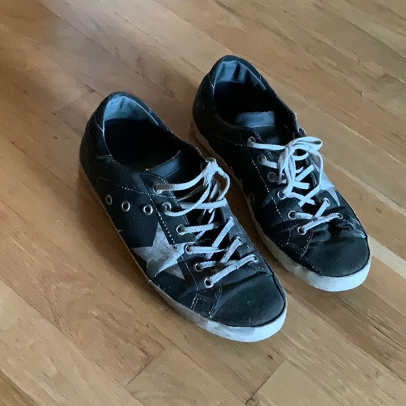 Golden Goose distressed black canvas sneakers - Picture 1 of 3